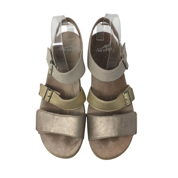 Dansko Malena Metallic Multi Leather Strappy Wedge Sandals Size 40 US 10-10.5 - Picture 2 of 14